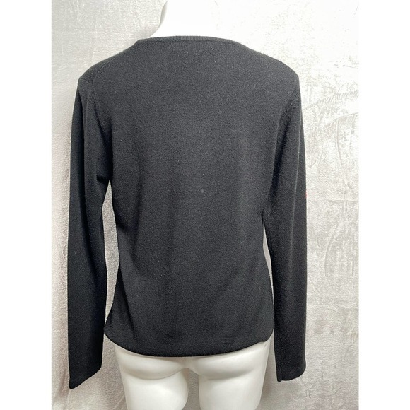 𝅺CATHY Daniels black acrylic flower print sweater Sz M - Picture 4 of 9
